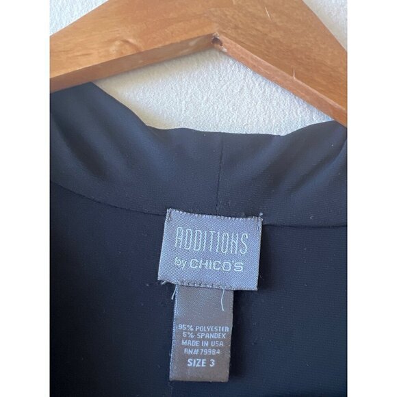 Additions by Chicos Womens Size 3 Black Dress Cowl Neck 3/4 Sleeves Stretch Knit - Picture 9 of 10